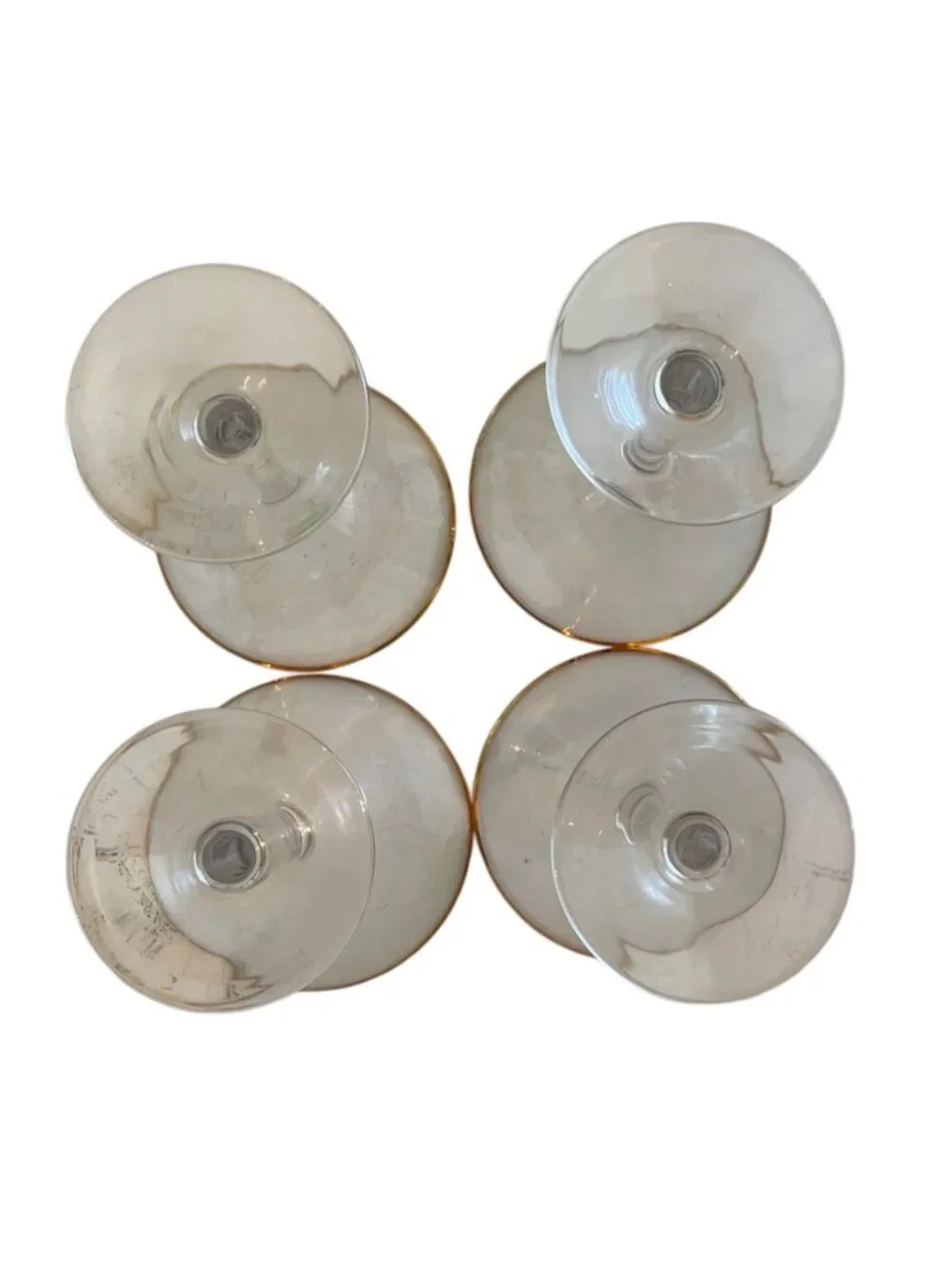 Vintage Mid Century Gold Rimmed Martini Cocktail Glass Set of 4 - 7.25